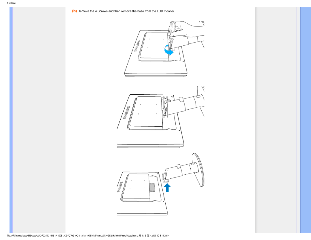 Philips 190B1CS/00 user manual Base 