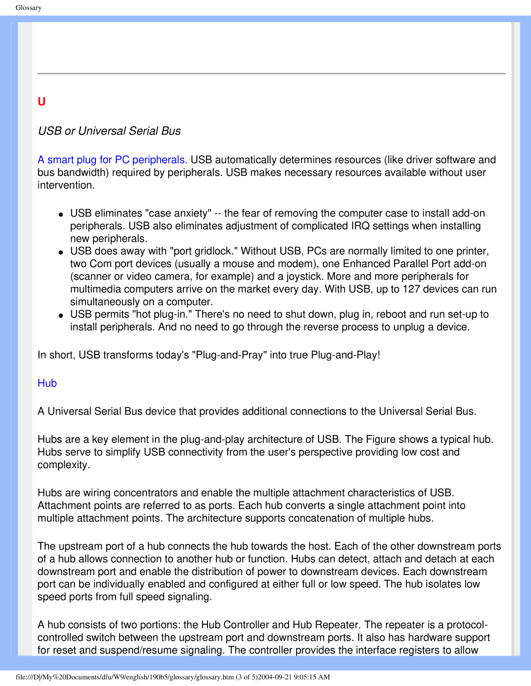 Philips 190b5 user manual USB or Universal Serial Bus 