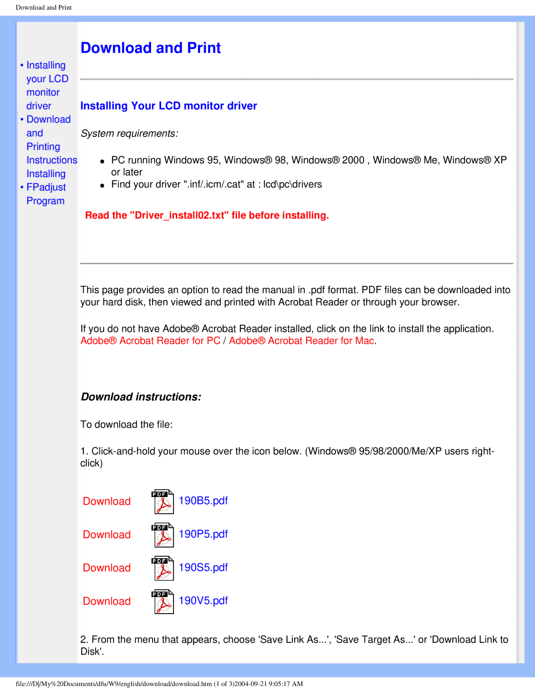 Philips 190b5 user manual Download and Print 