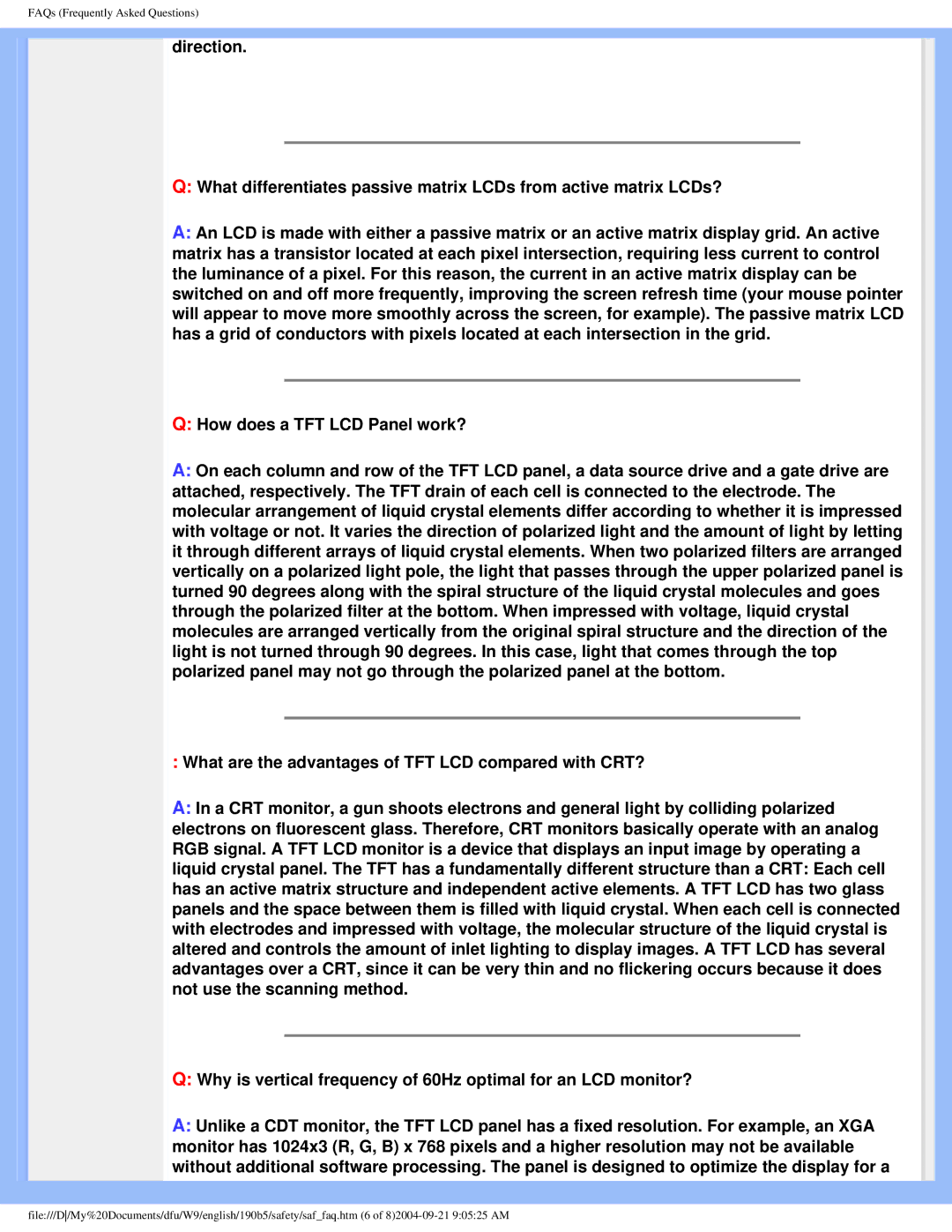 Philips 190b5 user manual FAQs Frequently Asked Questions 