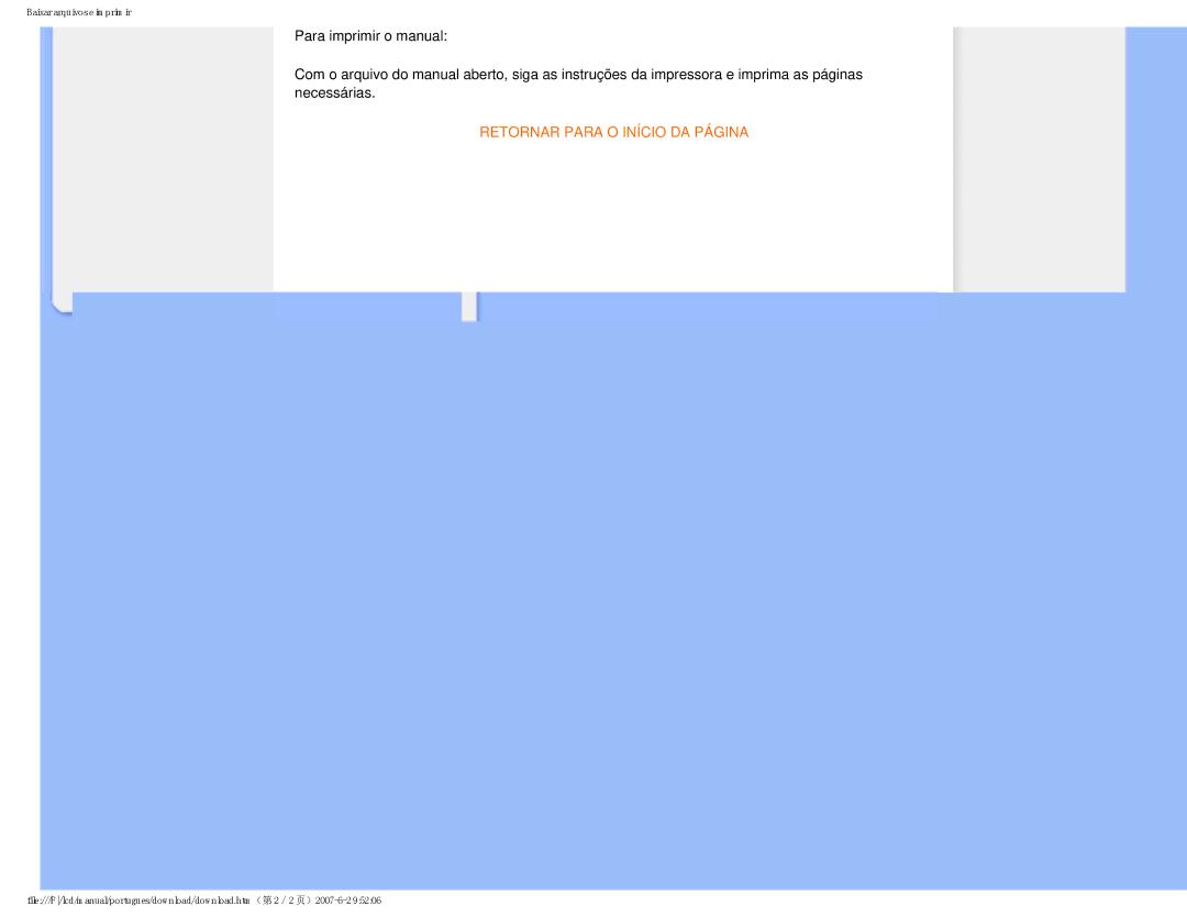 Philips 190B8 user manual Retornar Para O Início DA Página 