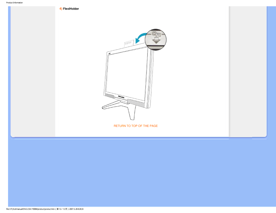 Philips 190B8CB user manual FlexiHolder 