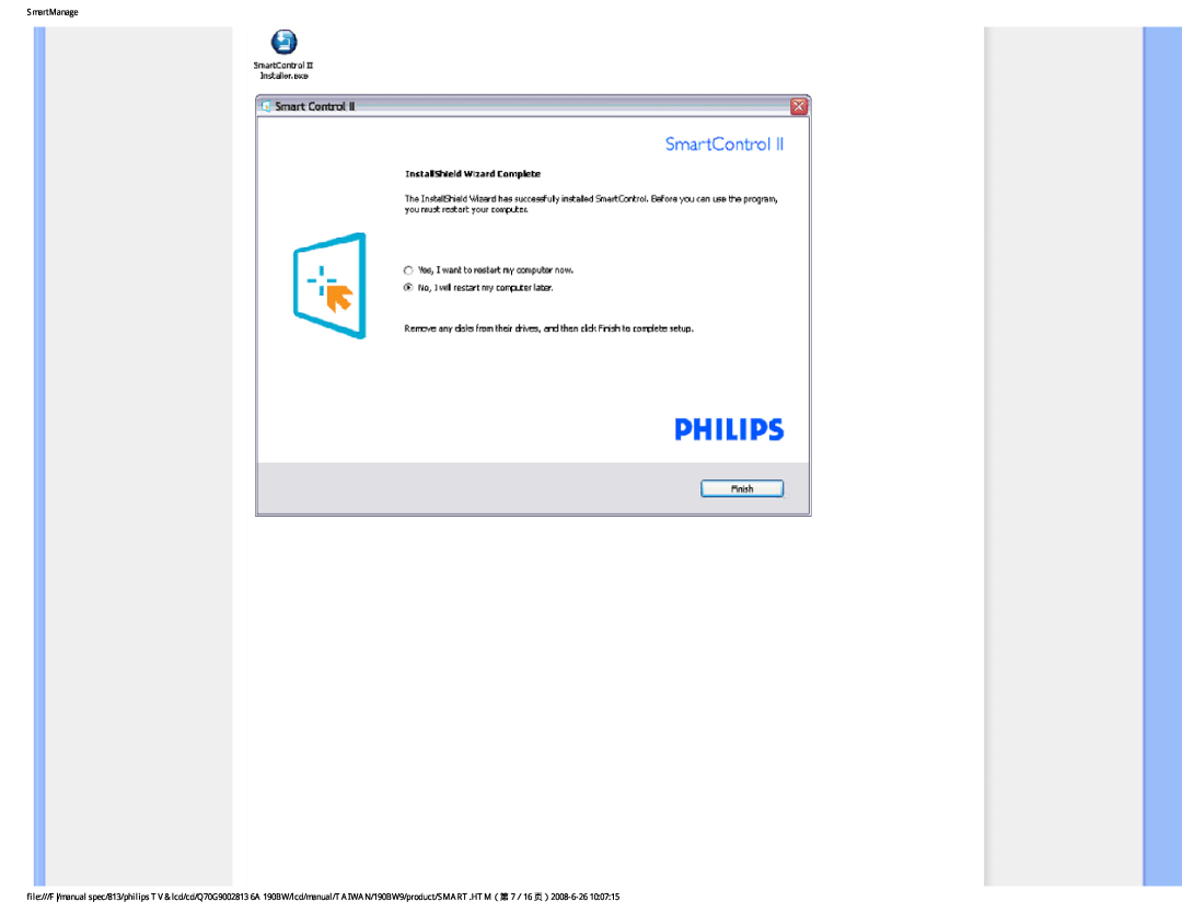 Philips 190BW9 user manual SmartManage 