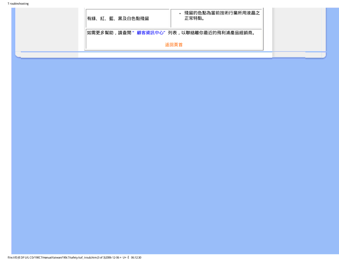 Philips 190C7 user manual 返回頁首 