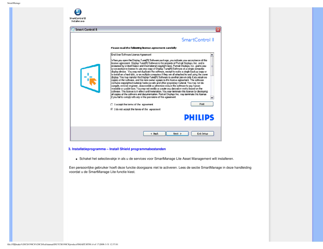 Philips 190C8 user manual Installatieprogramma Install Shield programmabestanden 