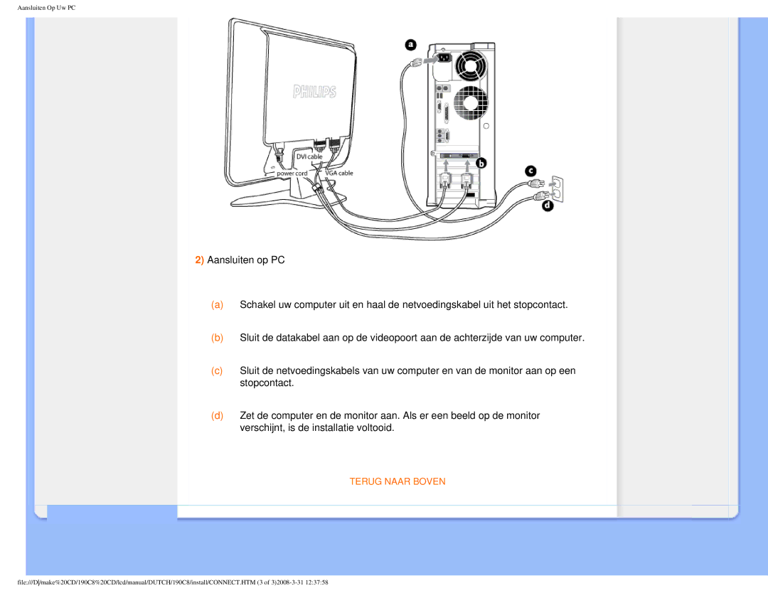 Philips 190C8 user manual Terug Naar Boven 