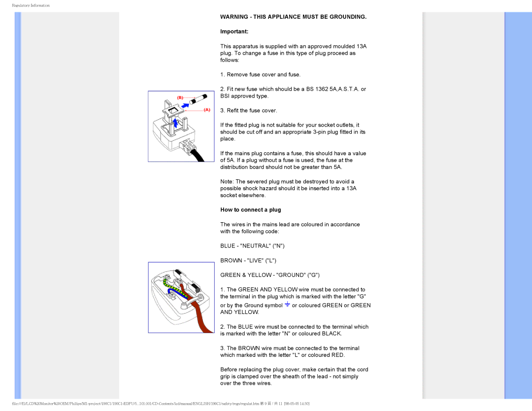 Philips 190C1, 190CI user manual How to connect a plug 