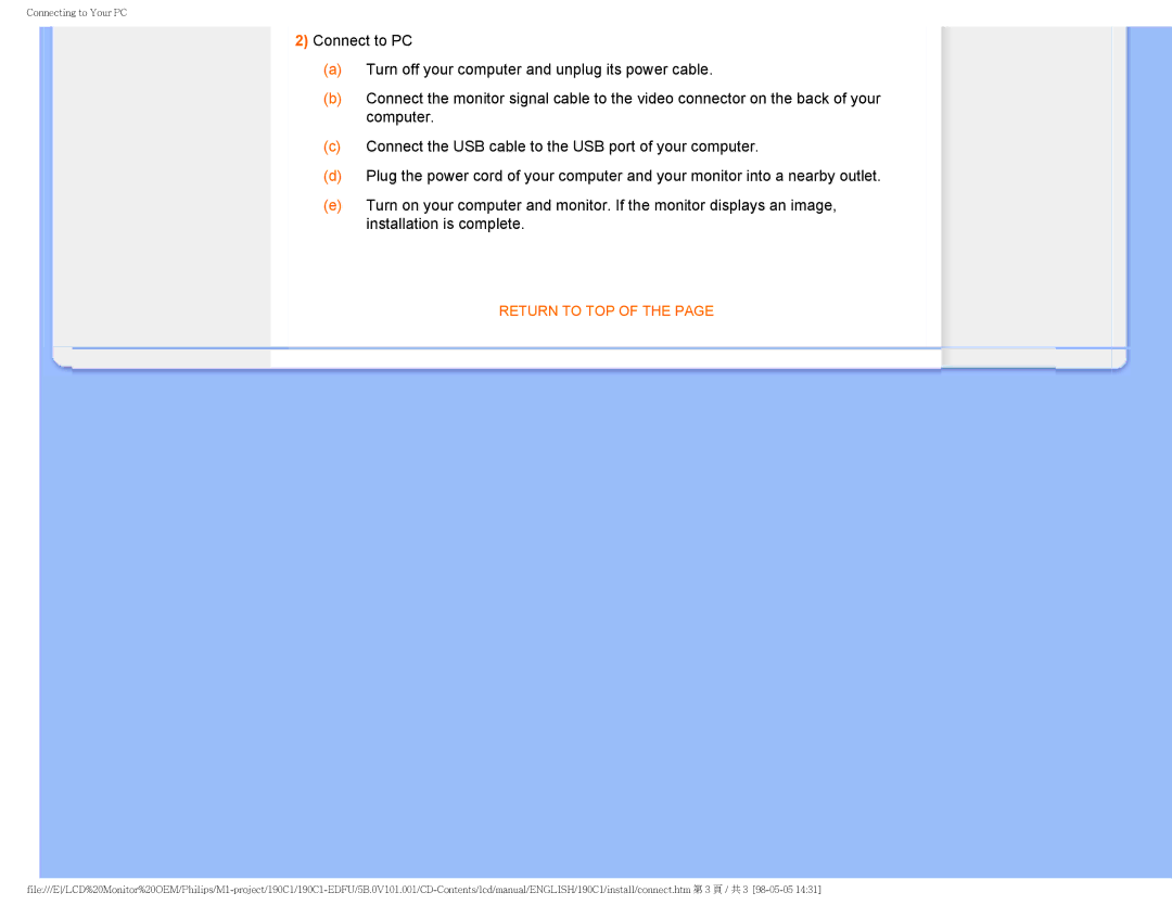 Philips 190CI, 190C1 user manual Return to TOP 