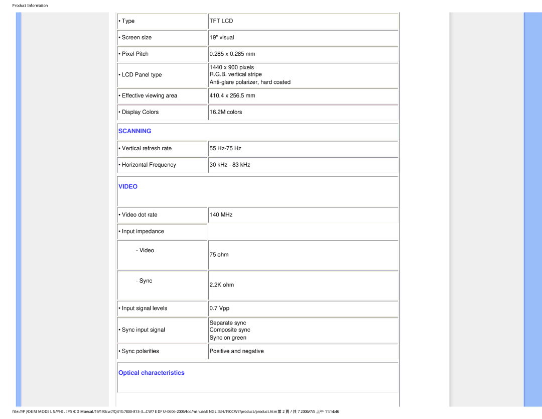 Philips 190CW7 user manual Scanning 