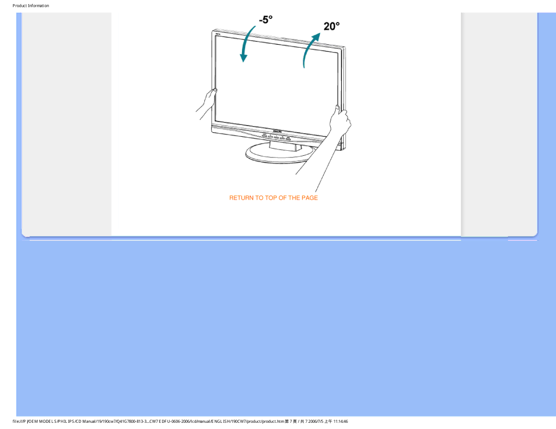 Philips 190CW7 user manual Return to TOP 