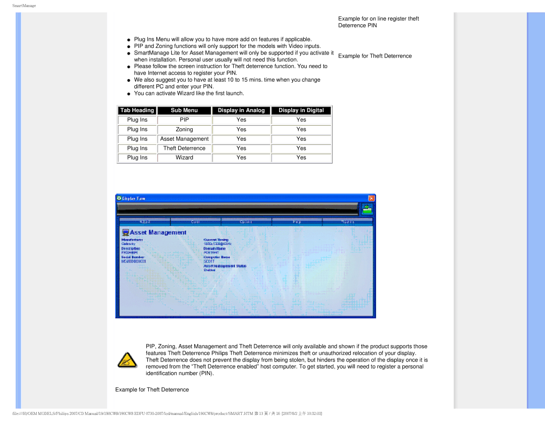 Philips 190CW8 user manual Pip 