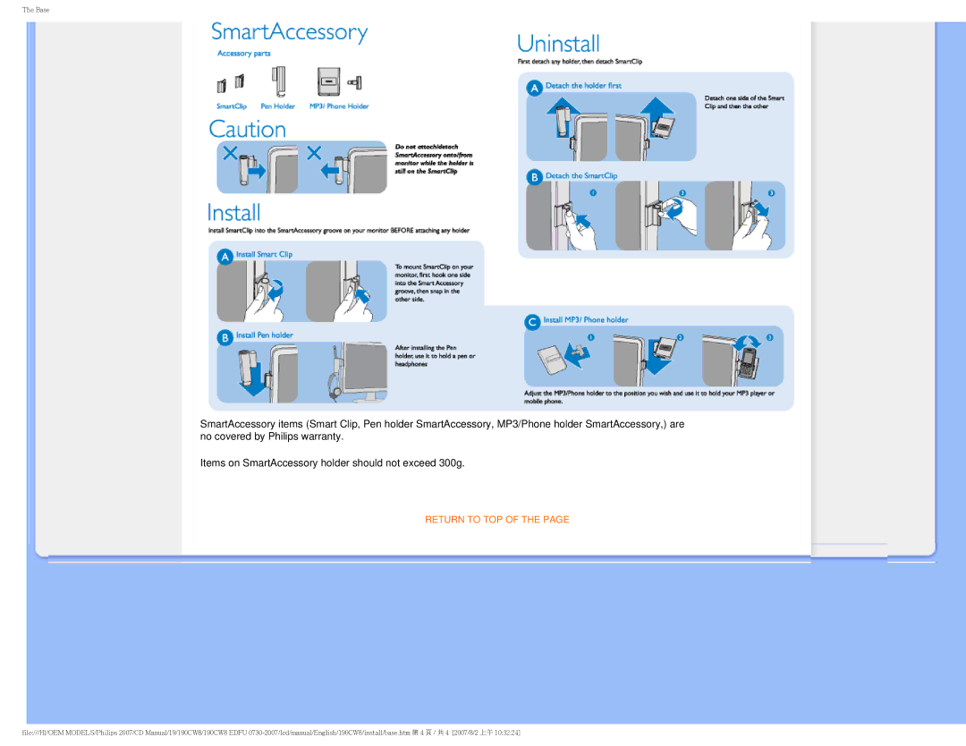 Philips 190CW8 user manual Return to TOP 