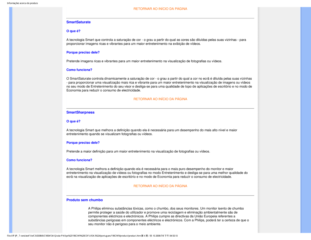 Philips 190CW9 user manual SmartSaturate 