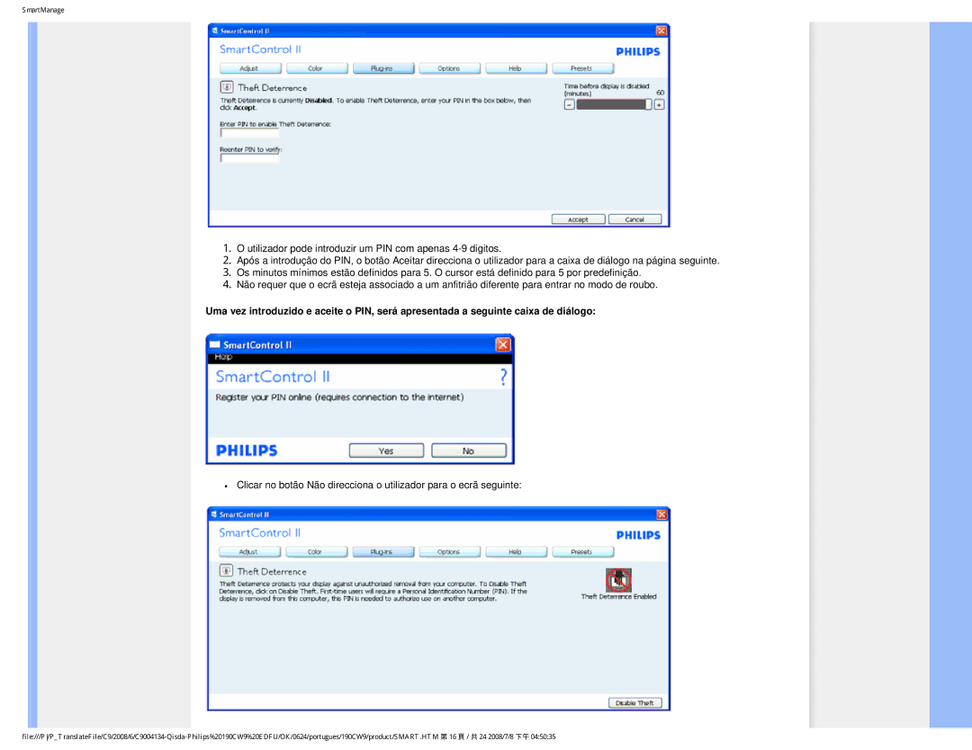 Philips 190CW9 user manual SmartManage 