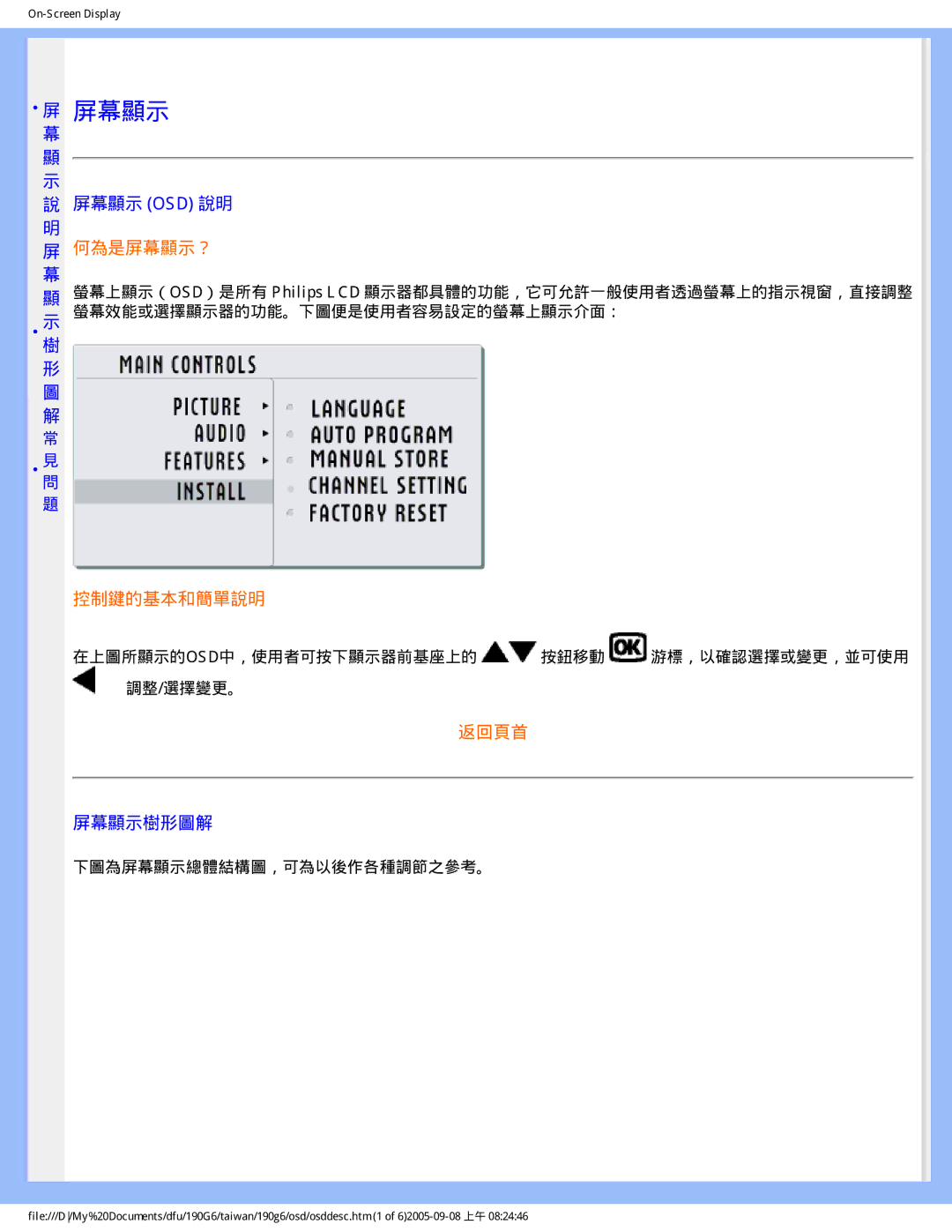 Philips 190G6 user manual 屏幕顯示 