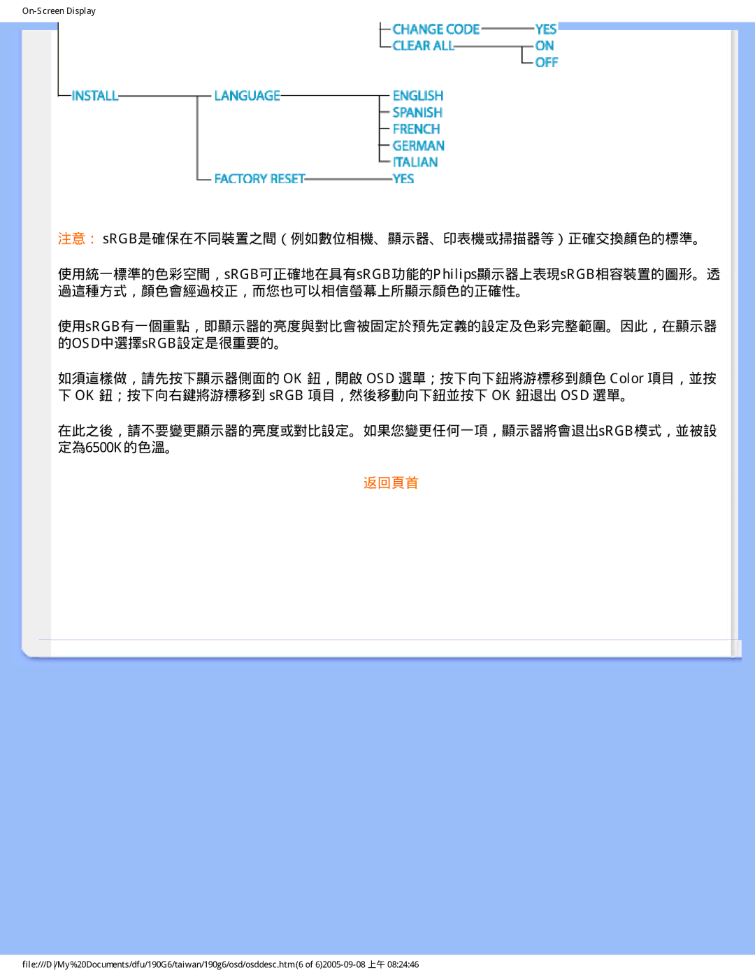 Philips 190G6 user manual 返回頁首 