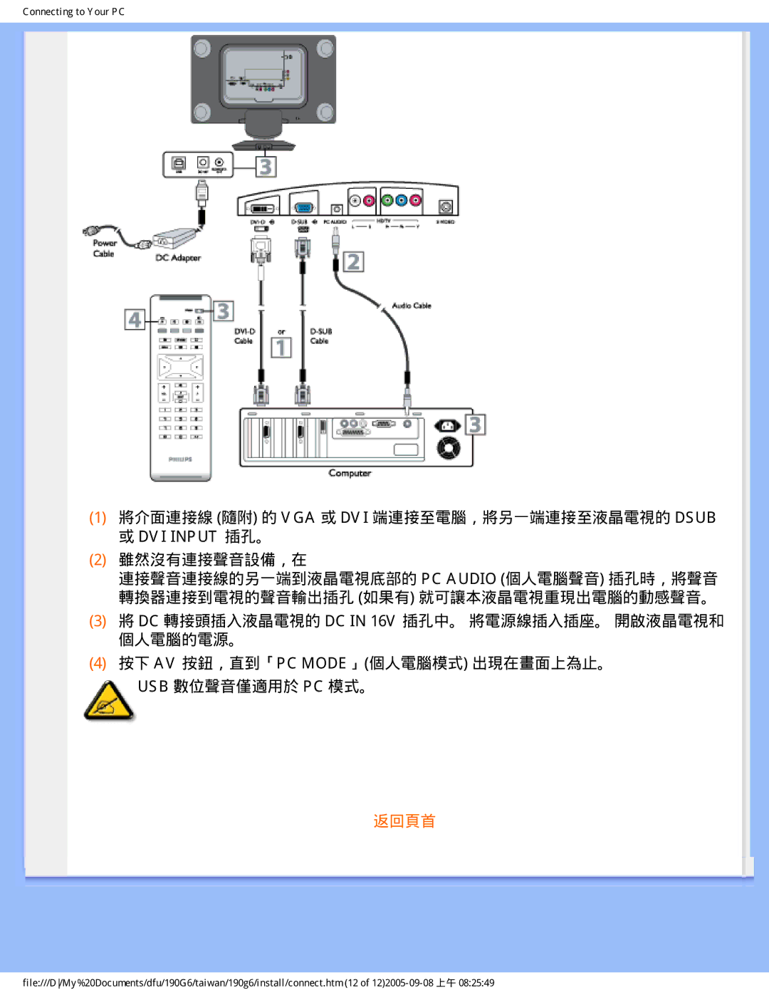 Philips 190G6 user manual 返回頁首 