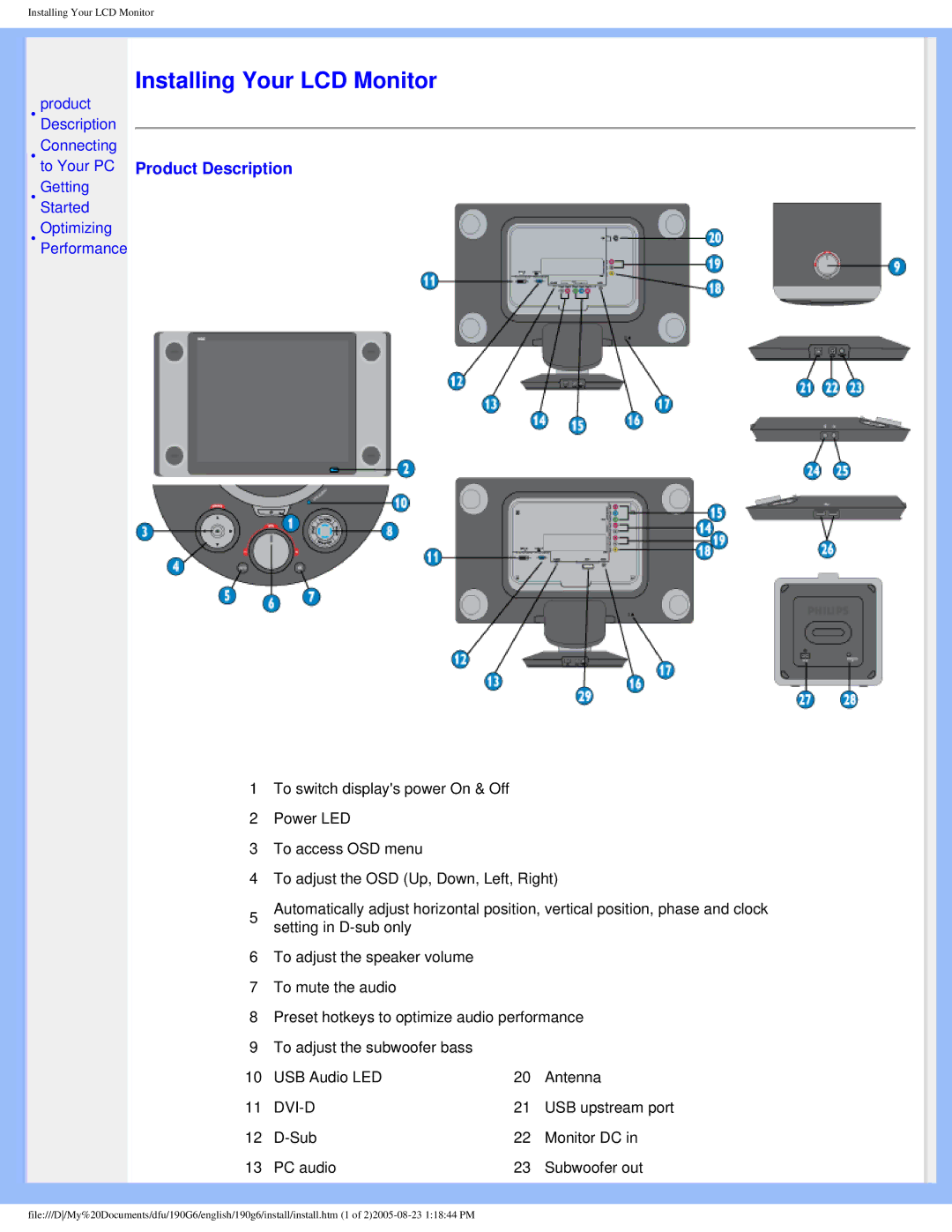 Philips 190G6 user manual Installing Your LCD Monitor 