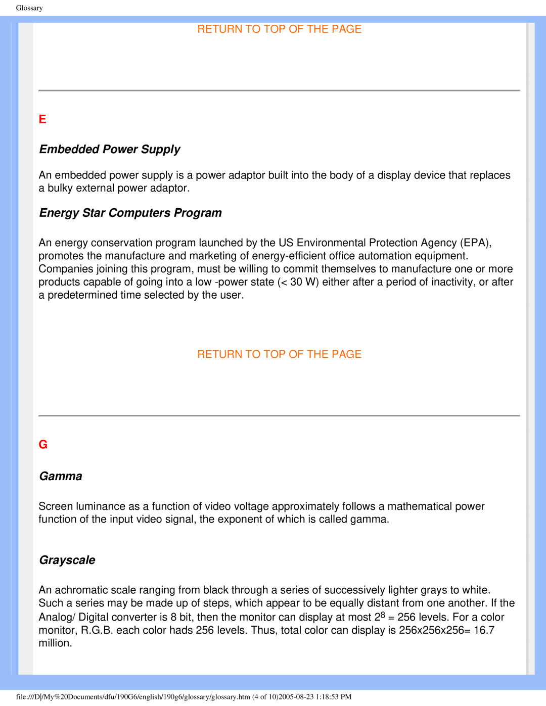 Philips 190G6 user manual Embedded Power Supply 