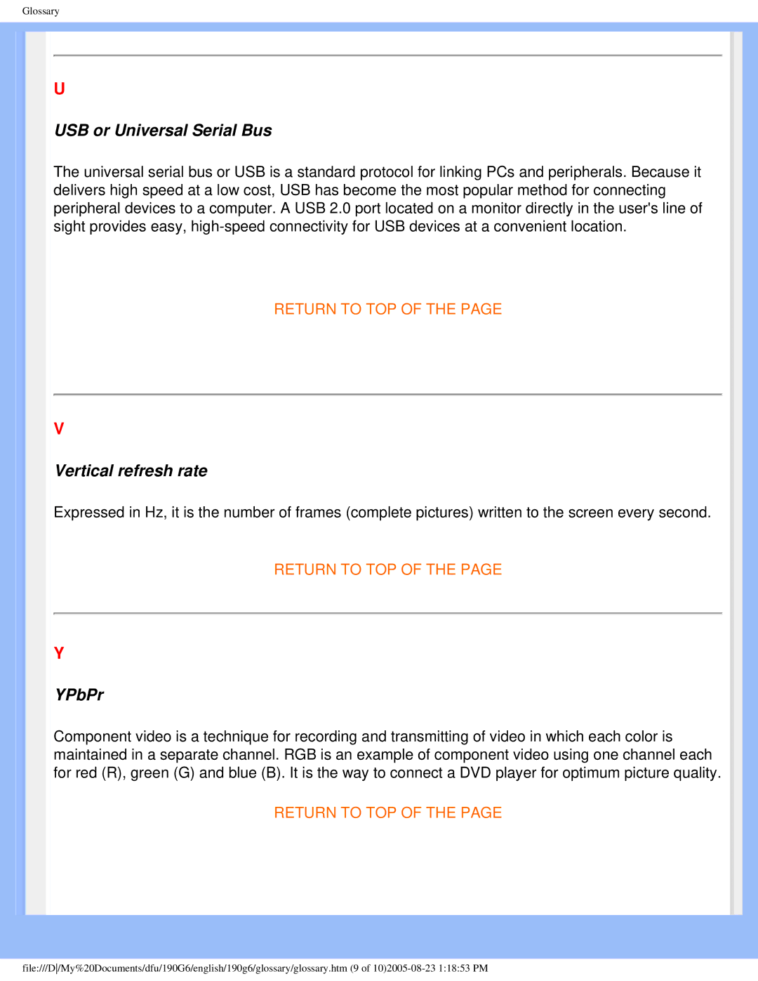 Philips 190G6 user manual USB or Universal Serial Bus 