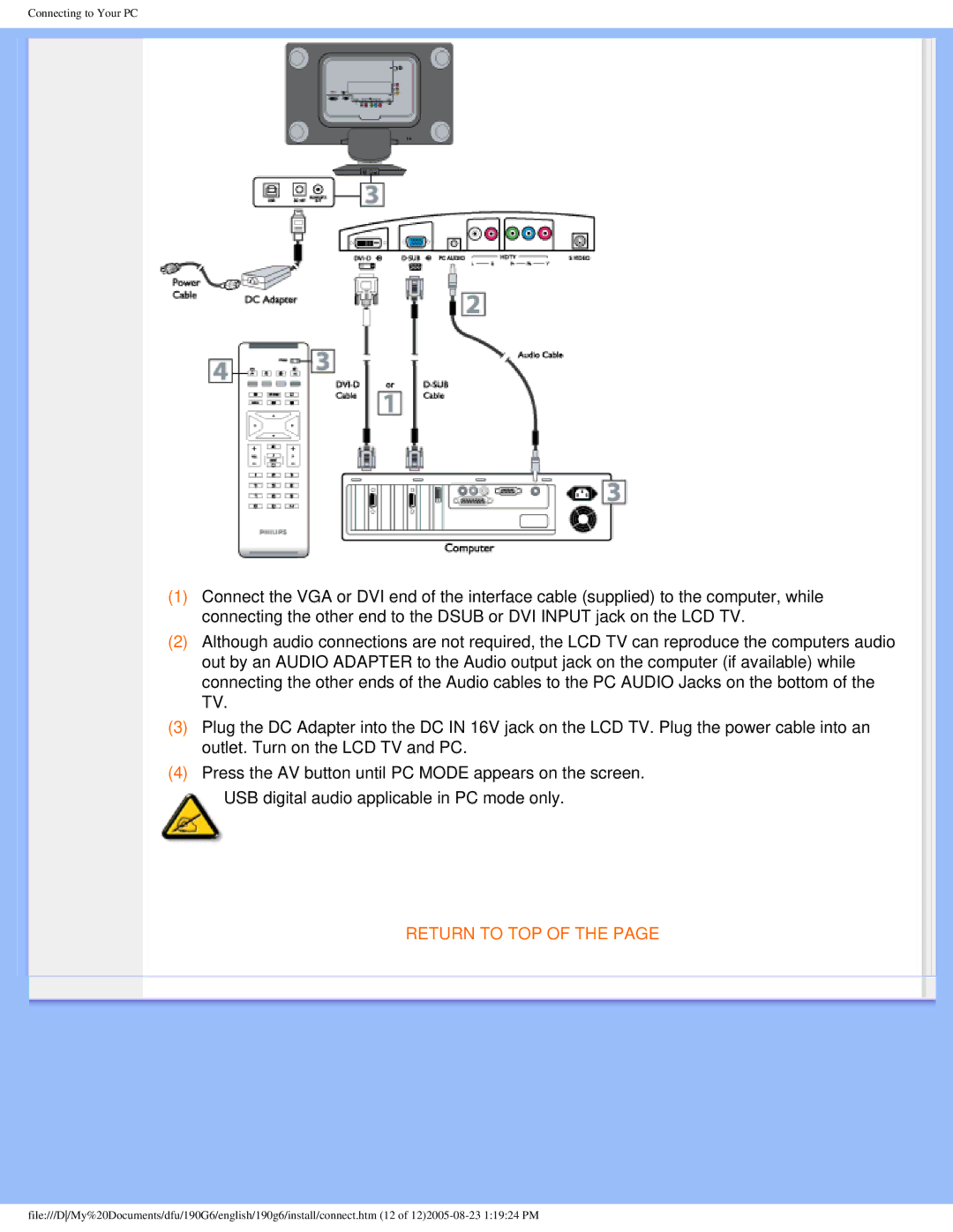 Philips 190G6 user manual Return to TOP 