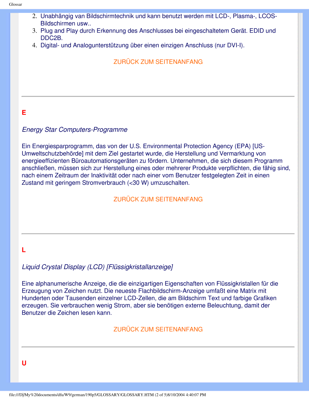 Philips 190P5 user manual Energy Star Computers-Programme 