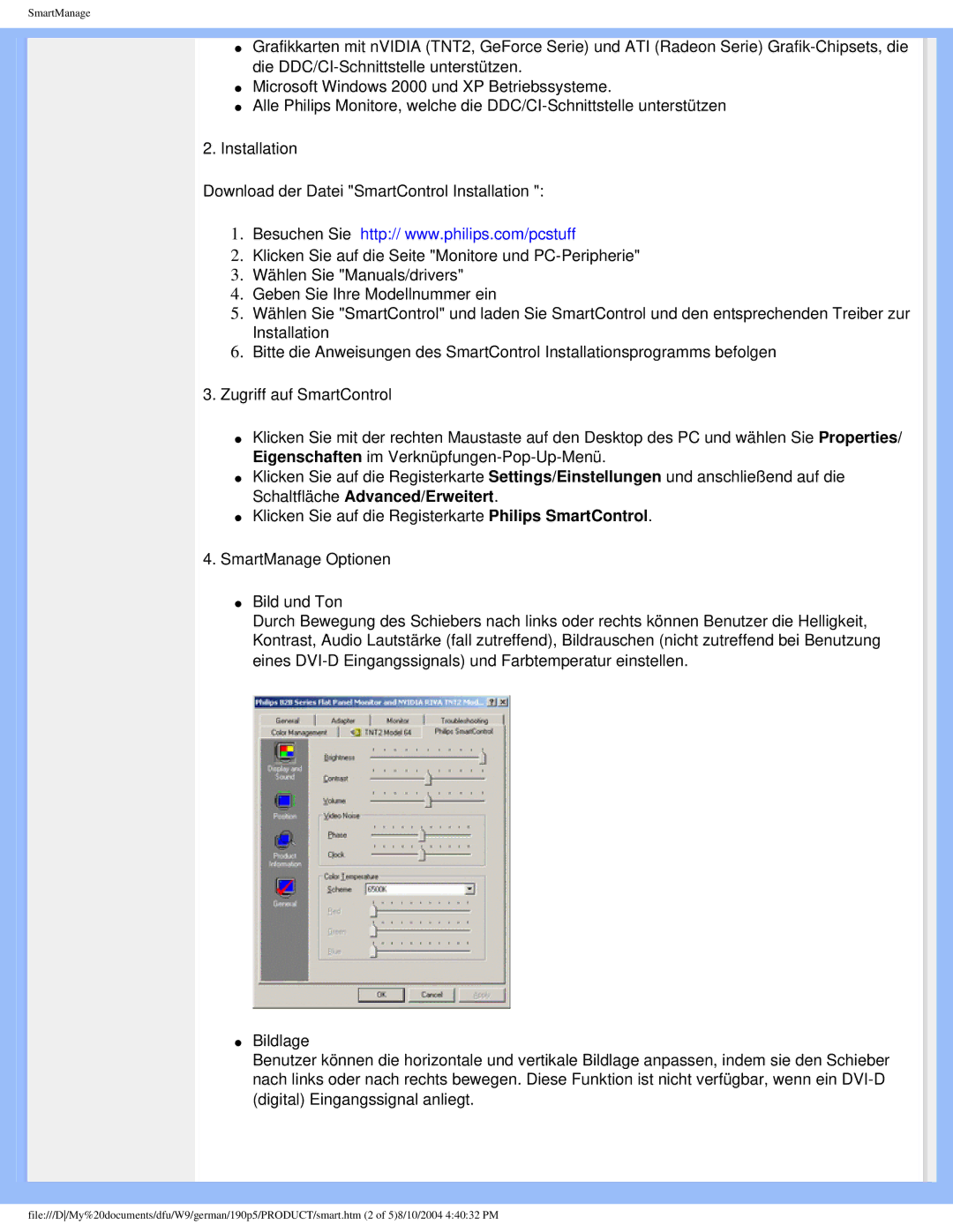 Philips 190P5 user manual SmartManage 