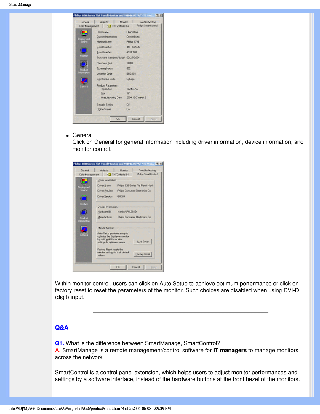 Philips 190P6 user manual 