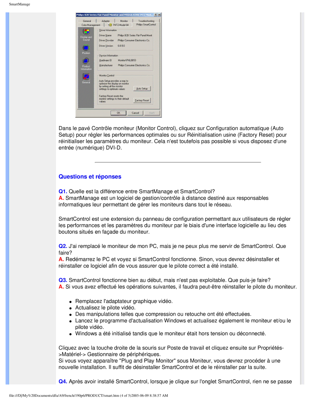 Philips 190P6 user manual Questions et réponses 