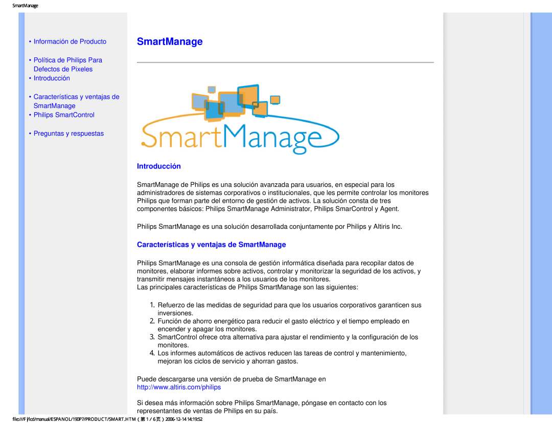 Philips 190P7 Introducción, Características y ventajas de SmartManage, Philips SmartControl Preguntas y respuestas 