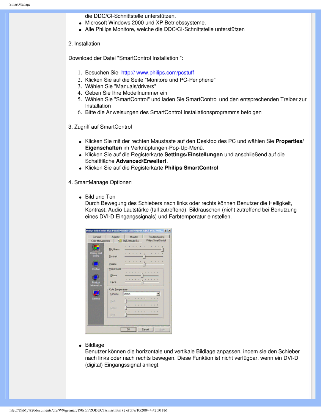 Philips 190S5 user manual SmartManage 