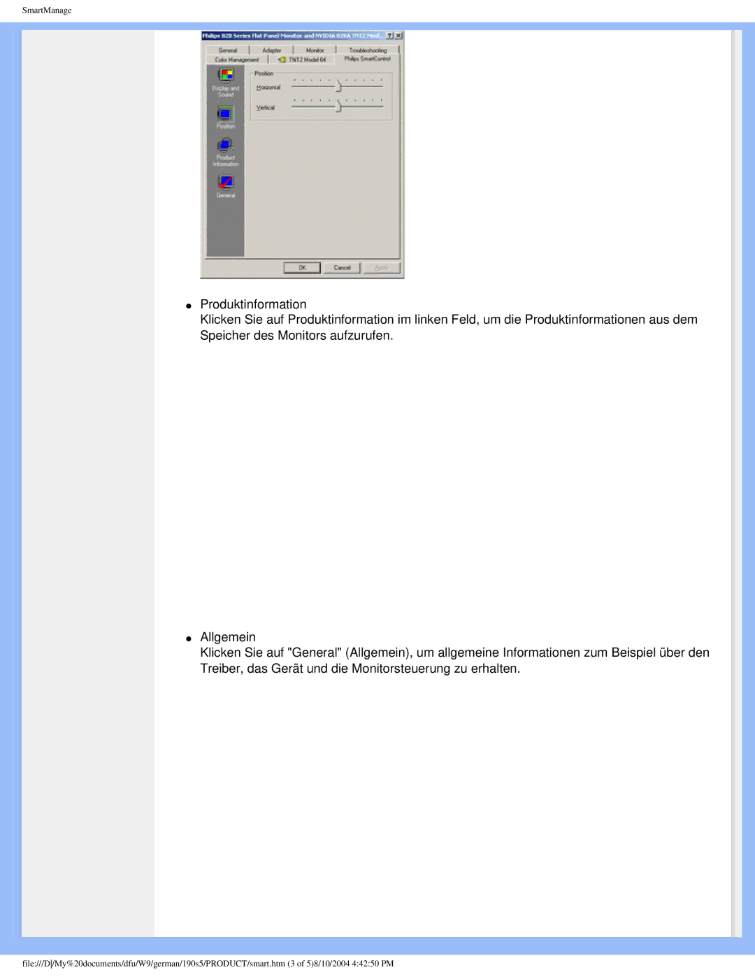 Philips 190S5 user manual SmartManage 