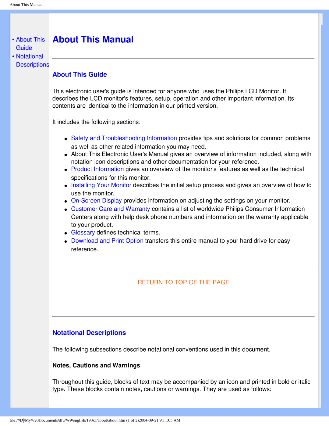 Philips 190S5 user manual About This Guide, Notational Descriptions 