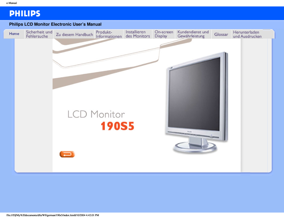 Philips 190S5 user manual e-Manual 