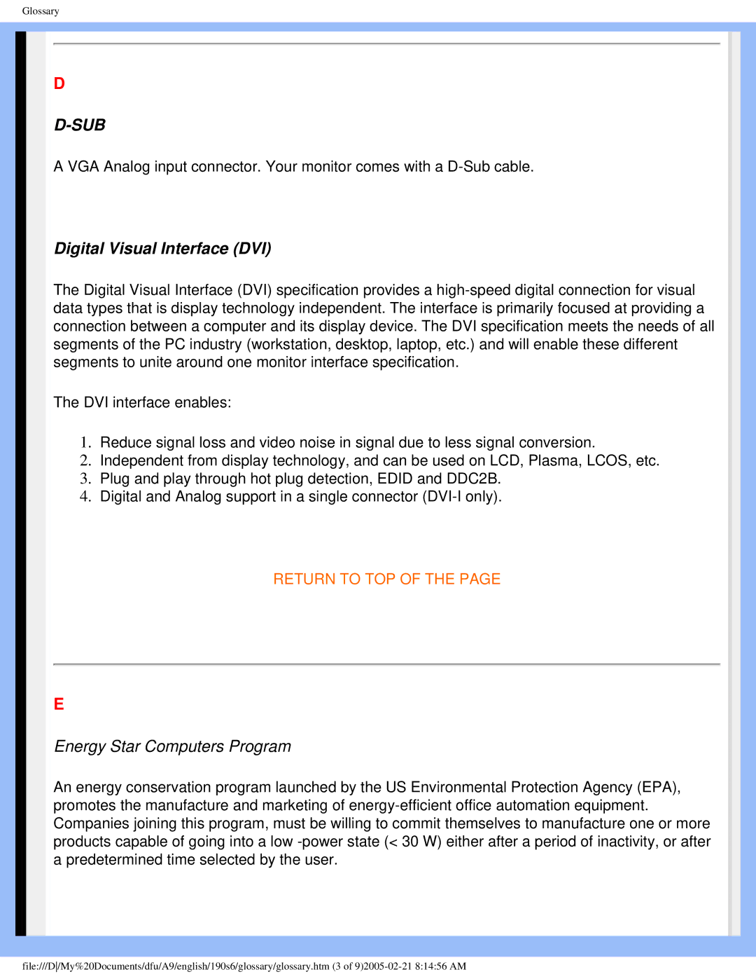 Philips 190S6 user manual Sub 