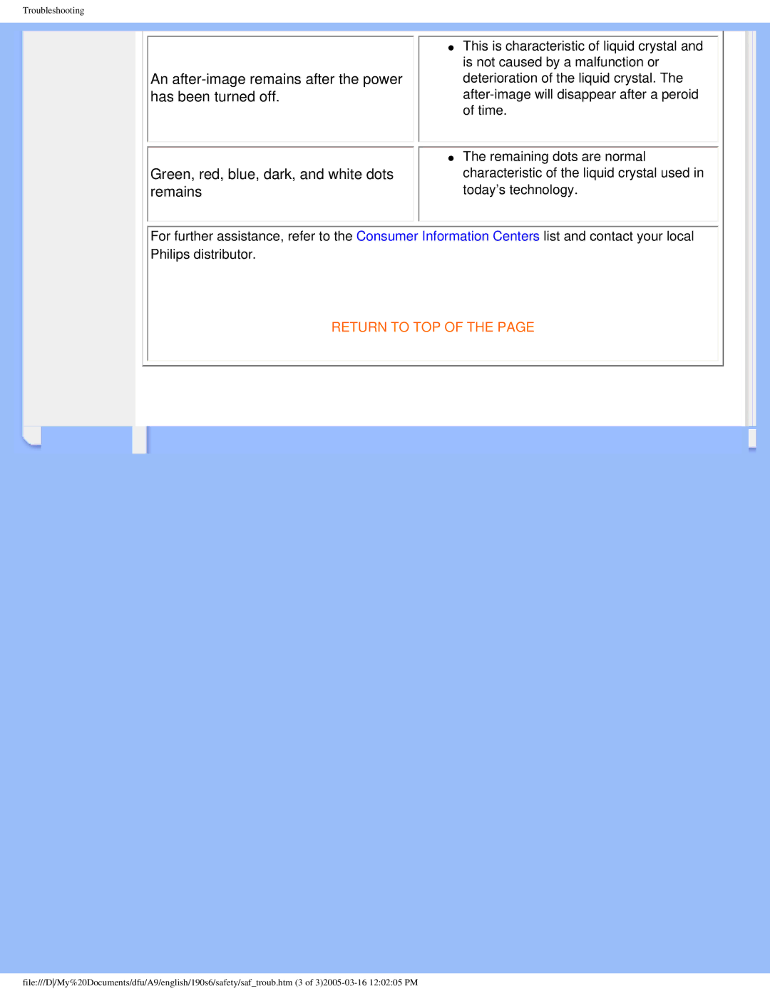 Philips 190S6 user manual Return to TOP 