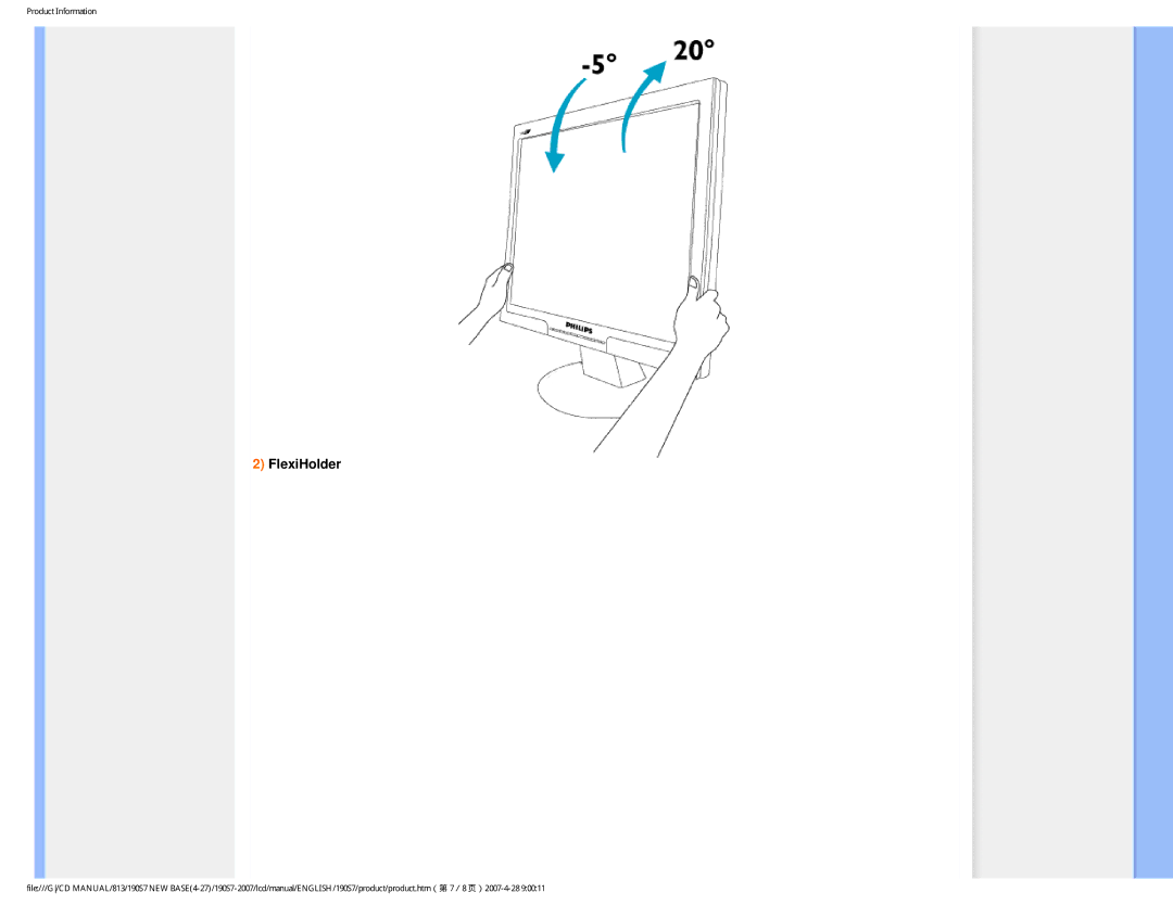 Philips 190S7 user manual FlexiHolder 