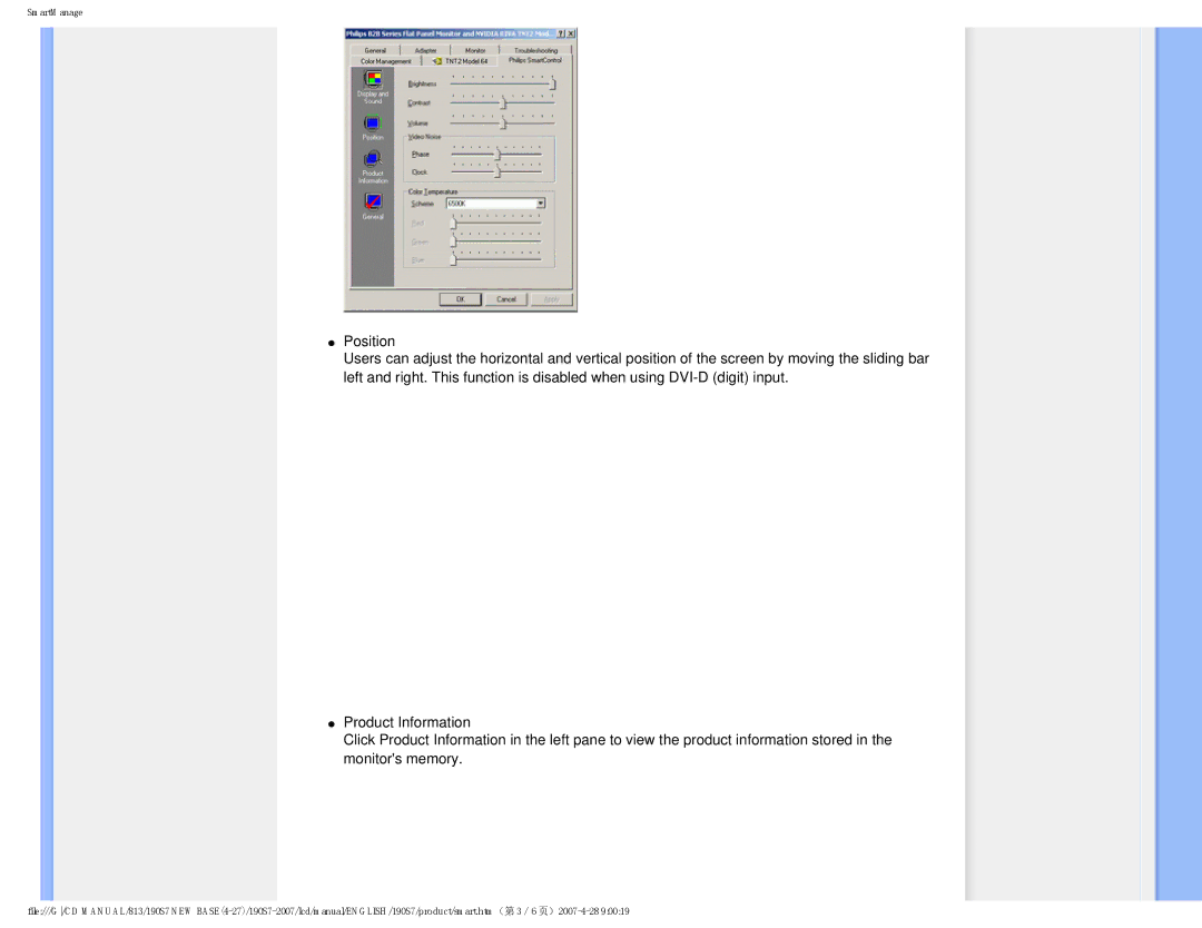 Philips 190S7 user manual SmartManage 