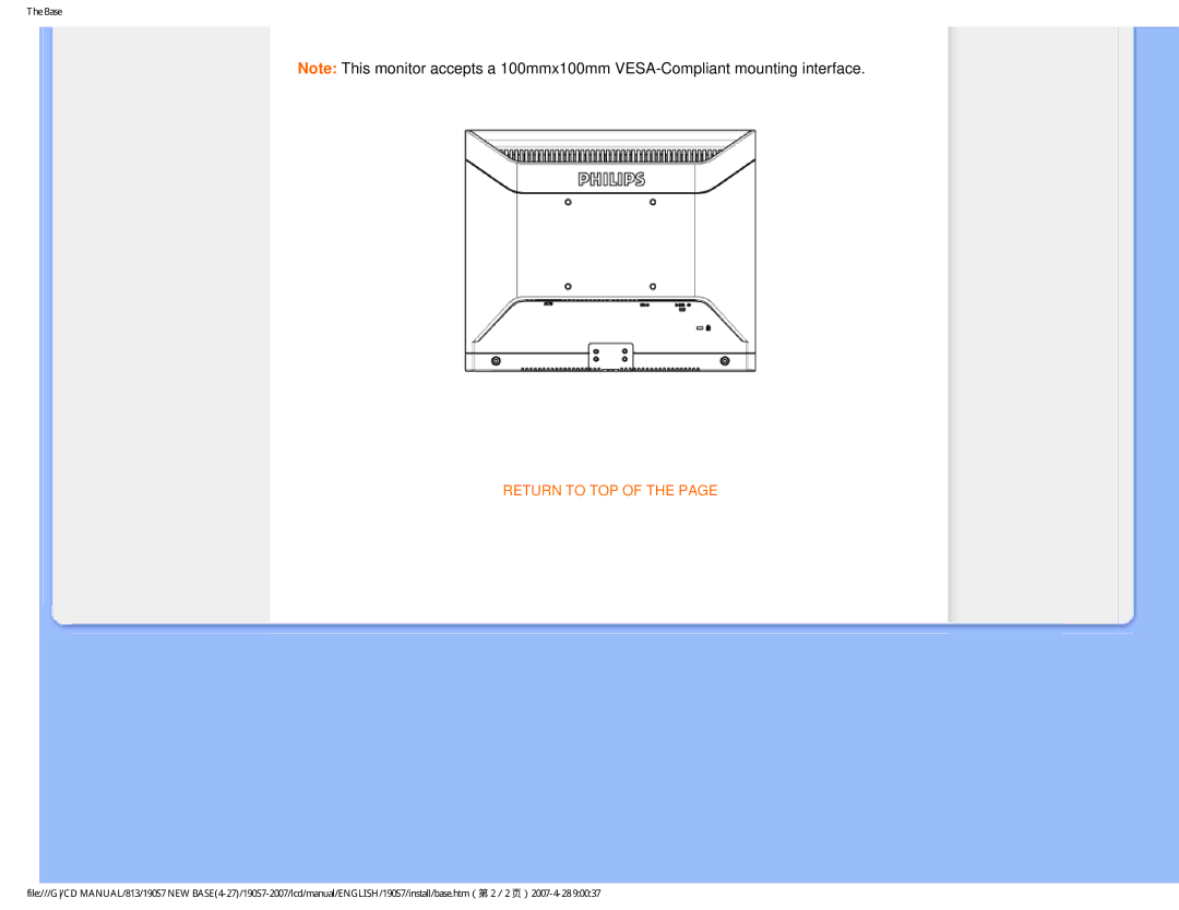 Philips 190S7 user manual Return to TOP 