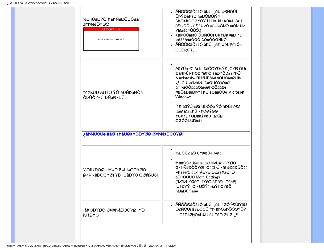 Philips 190S7FG user manual ¿àÞÑÛÕÜë ßàØ äÞàÜØàÞÒÐÝØØ Ø×ÞÑàÐÖÕÝØï 