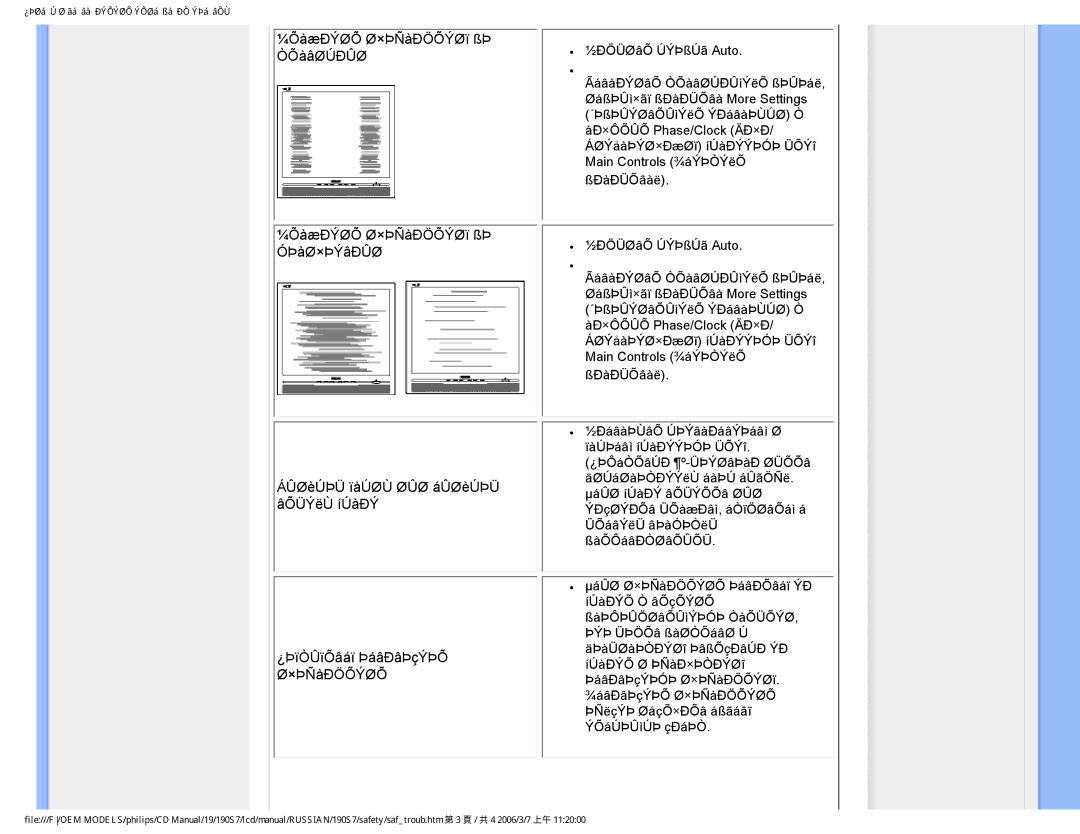 Philips 190S7FG user manual ¿ÞØáÚ Ø ãáâàÐÝÕÝØÕ ÝÕØáßàÐÒÝÞáâÕÙ 