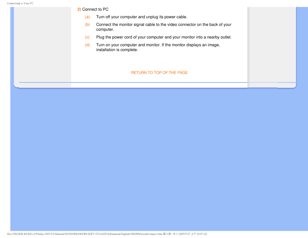 Philips 190SW8 user manual Return to TOP 