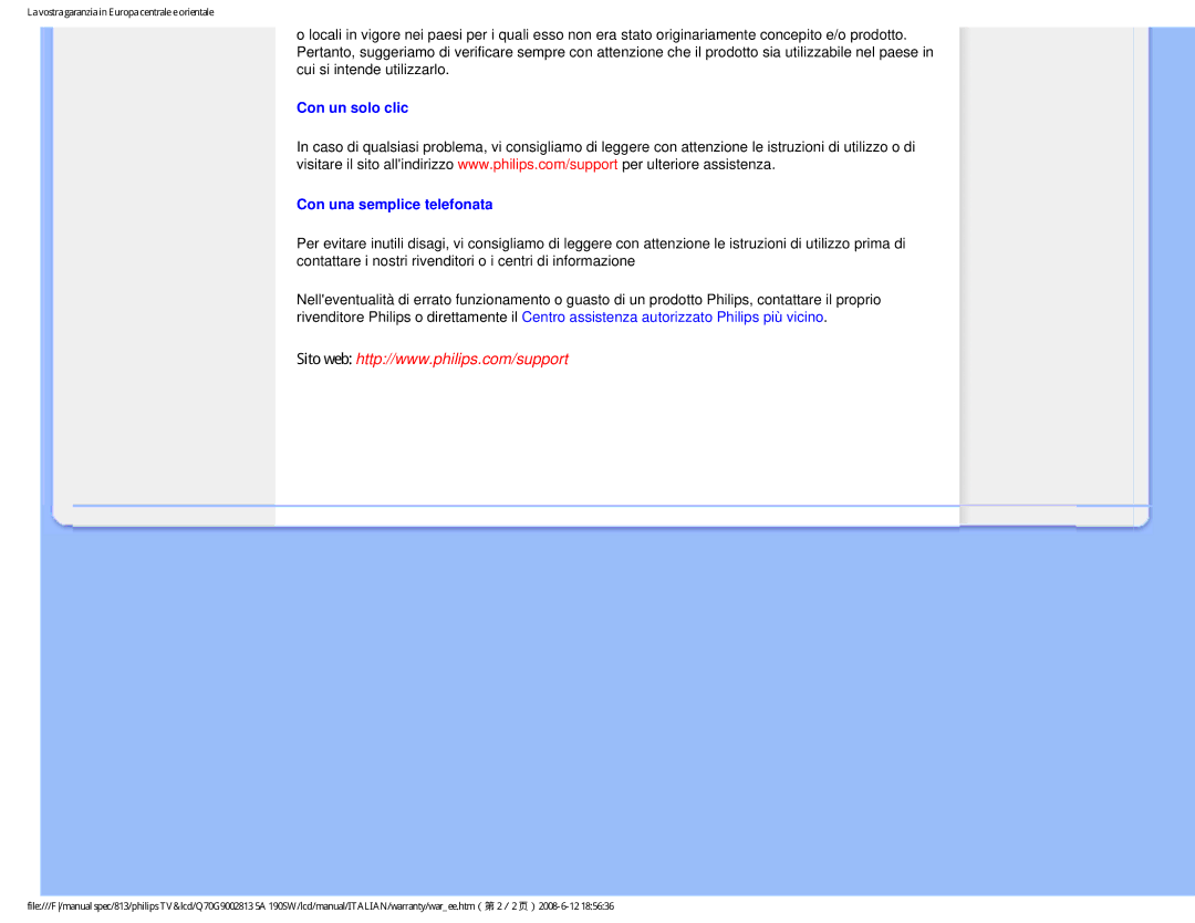 Philips 190SW9 user manual Con un solo clic Con una semplice telefonata 