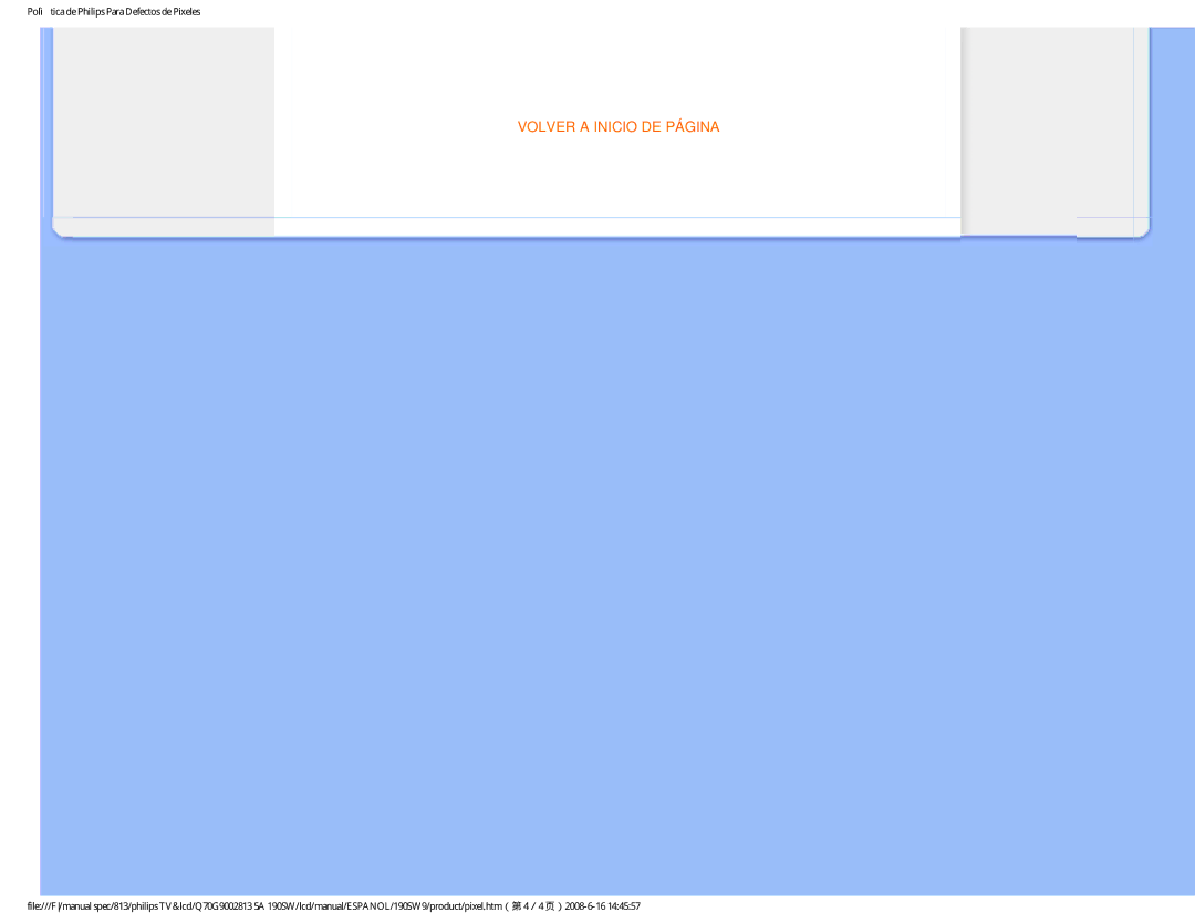 Philips 190SW9 user manual Volver a Inicio DE Página 