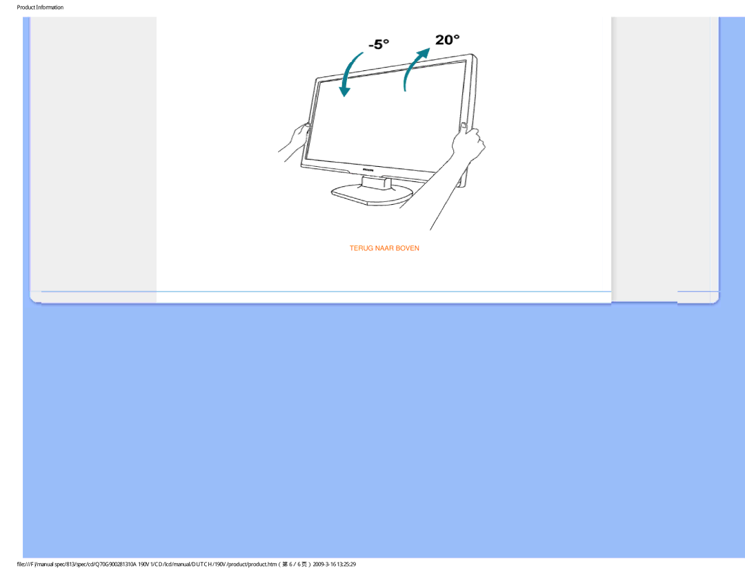 Philips 190V user manual Terug Naar Boven 