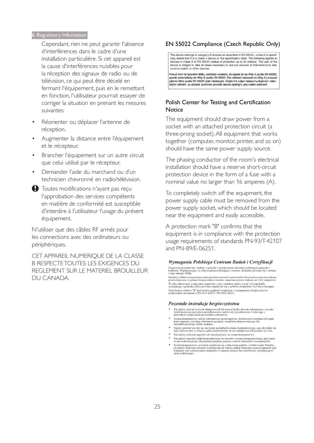 Philips 190V3 user manual Regulatory Infomation 