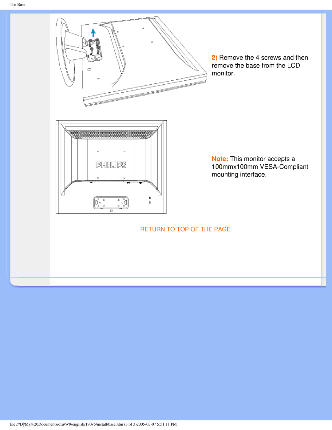 Philips 190V5 user manual Return to TOP 