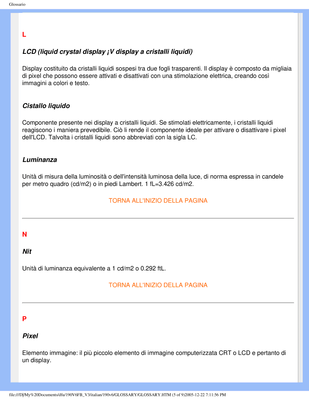 Philips 190V6 user manual Nit 