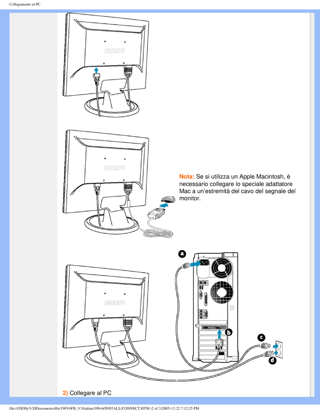 Philips 190V6 user manual Collegamento al PC 