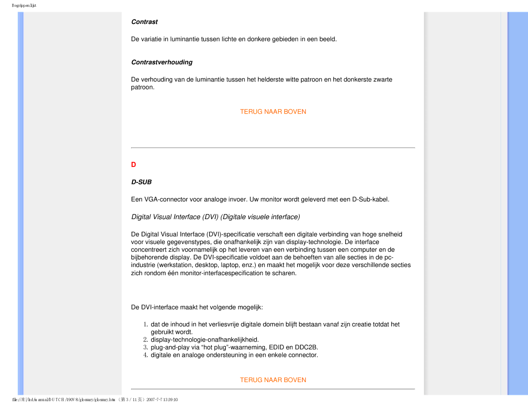 Philips 190V8 user manual Contrastverhouding 